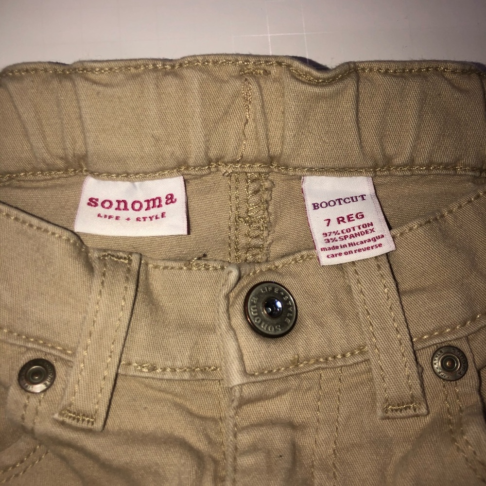 NWOT Girls Sonoma Bootcut Tan Jeans Size 7 - Picture 3 of 3